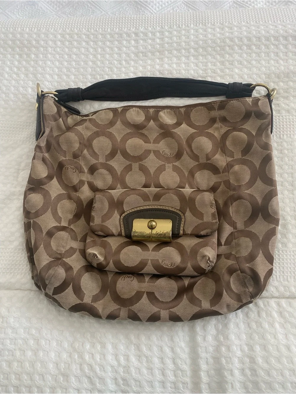Coach Brown Signature Shoulder Bag Kristin
